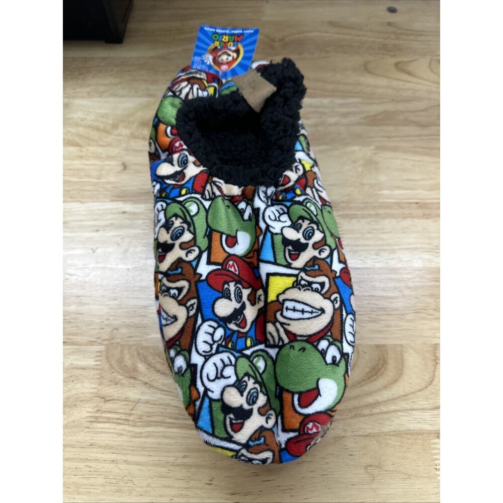NWT SUPER MARIO NINTENDO FUZZY BABBA WINTER MEN'S SLIPPERS SOCKS GRIPPERS L/XL
